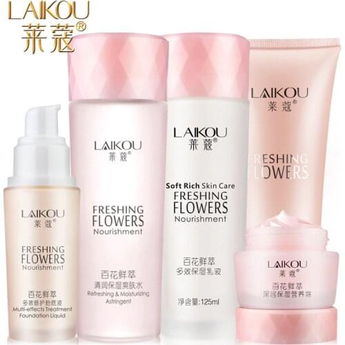 5 Pieces / Set LAIKOU Silk Protein Deep Nourish Face Cream Refreshing Moisturizing Whitening Cream Lotion Skin Care Products