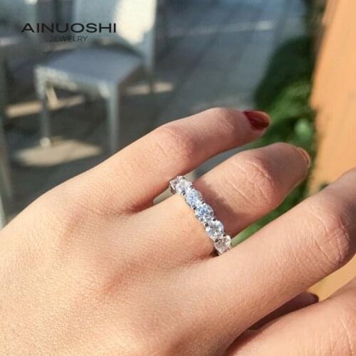 AINUOSHI 925 Sterling Silver Round Cut 4.0mm SONA Diamond Engagement Rings For Women Eternity Vintage Rings