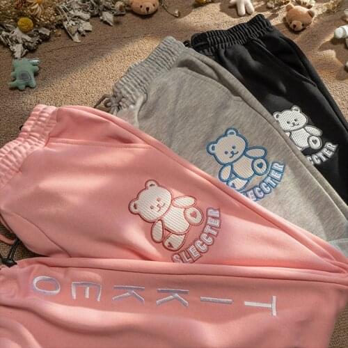 Oversize Pants For Women Harajuku Sweatpants Jogging Sports Baggy Korea Fashion Cute Bear Print Sweat Pants Casual Trousers