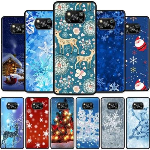 Christmas Snowflake Deer Cell Phone Case for XiaoMi Poco X3 NFC M3 F1 F3 Mi 10T 9T Note 10 10T Pro A2 Lite 5G 11 9 SE CC9 Cover