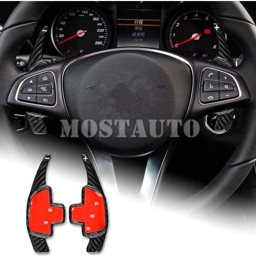 For Benz A B C E S V CLA CLS GLC GLE W176 W246 W205 W213 X205 C117 C292 Carbon Fiber Steering Wheel Paddle Shifter Black/Red
