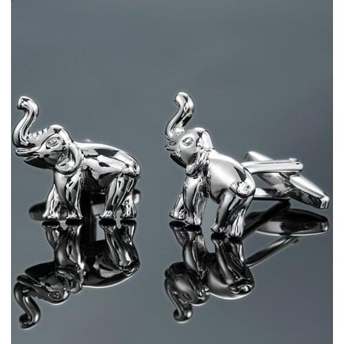 DY The new high quality brass Silvery Elephant Cufflinks Mens French shirt Cufflinks free shipping
