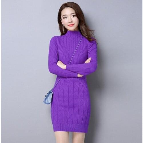 Elasticity Knitted Sweater Women Dress 2021 Autumn Winter Korean Cashmere Turtleneck Long Sleeve Pullover Female Jumper Knitwear