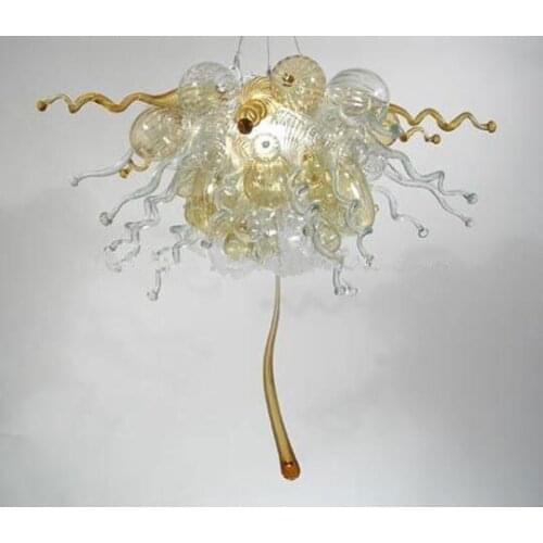 European Type Amber and Clear Glass Small Chandelier for Home Decoration
