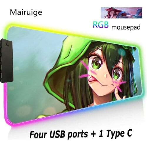 Anime Gamer RGB Mouse Pad Xxl Notebook Keyboard Desk Mat Mini Computer Gaming Carpet Pads LED Light Emitting Large Mousepad