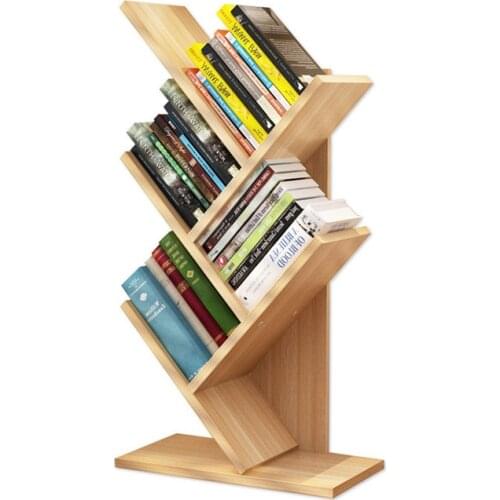 Bookshelf Floor Creative Study Bookcase Tree Shaped Book Rack Furniture Multi-grid Storage Cabinet Abrasion Wooden Display Shelf