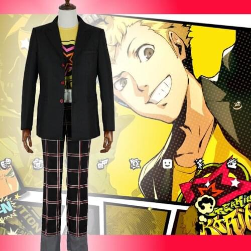 Game Persona 5 P5 Cosplay Costumes Ryuji Sakamoto Skull Cosplay Costume School Uniforms black Suits Clothes wear Anime Comic