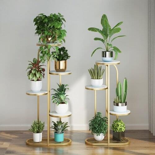 Wrought Iron Living Room Plant Shelf Modern Minimalist Indoor Balcony Flower Pot Rack Small Apartment Multi-layer Flower Stands