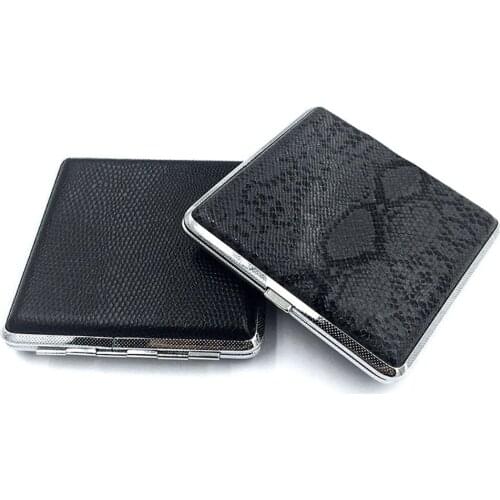 Leather Cigarette Case Personalized Creative 20 Sticks with Rubber Band Gift Box Brown Case Holder Metal Leather Holds Cigarette