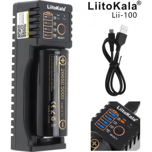 Liitokala 3.7 V 26650 5000 mAh Li-ion Rechargeable Batterie + Batterie Ordinateur Portable Cas + Chargeur Unique Smart USB Slot