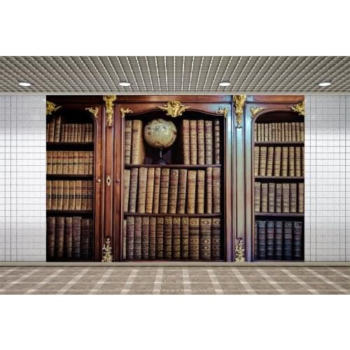 Lyavshi Vantinge Old Bookshelf Globe Books Flower Pattern Decro Photographic Background Photographic Backdrop Photo Studio Props