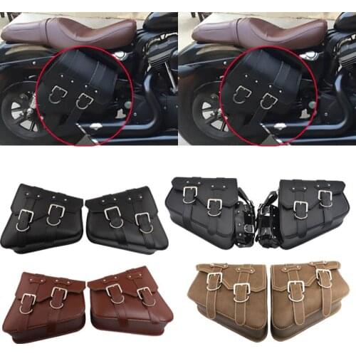 Motorcycle Saddle Bags Saddlebag Pu Leather Side Tool Bag Luggage Storage Bag For Harley Sportster XL883 XL1200