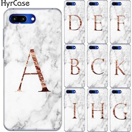 Marble Custom 26 English Name Letters Soft TPU Phone Case Cover For Huawei Honor 10 20 Lite 10i 9X Pro 8X Y5 2018 Y9 2019