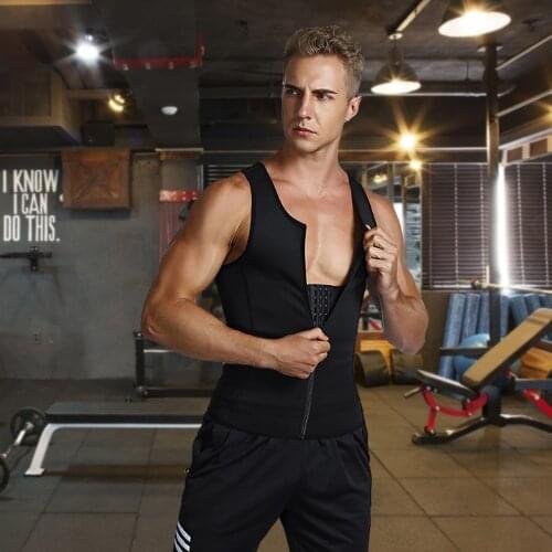 Men Sweat Sauna Vest Body Shapers Vest With Zipper Workout Vest Waist Trainer Slimming Vest For Fitness Exercise Supplies