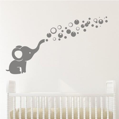 Girls Room Sticker Cute Elephant Blowing Bubbles Wall Decal Art Vinyl Wall Decor Sticker for Baby Bedroom LX328