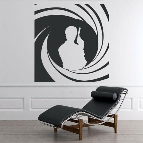 Movies Wall Decal Cool Pistol Man Art Mural Vinyl Window Stickers Cinema Man Cave Recreation Club Interior Decor Wallpaper M840