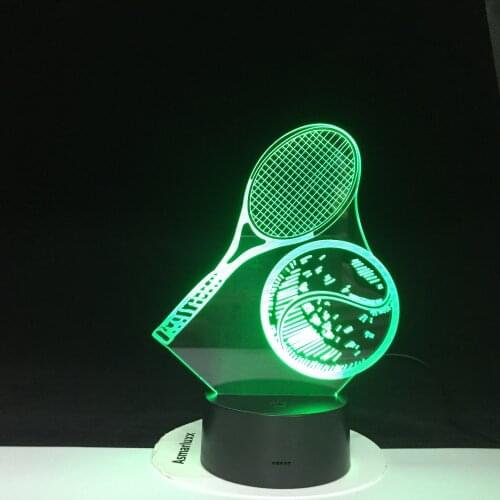Tennis Modelling Night Light 7 Colors Changing USB Table Lamp Tennis Fans LED Home Decor Sleep 3D Luminaria Light Gifts 4303
