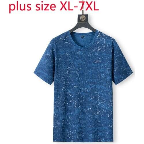 New Arrival High Quality 100%Cotton Summer Fashion Men Suepr Large Short Sleeve Printed O-neck Casual T Shirt Plus Size 2XL-7XL