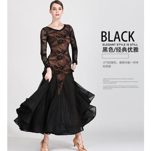 Ballroom Dance Dress Women Waltz Tango Dance Performance dress red black lace hip package 1872