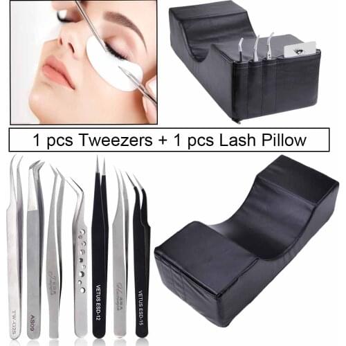 Eyelash Extension PU Pillow Ergonomic Memory Lash Pillows And VETUS Eyelash Tweezer For Salon Use Grafting Eyelashes Makeup Tool