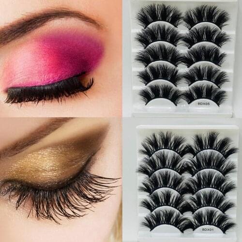 5 Pairs 3D False Eyelashes Extension 20mm Mink Eyelashes Multi-layer Lengthened Thick False Eyelashes Natural Eye Makeup