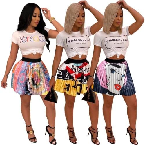 Sexy Cartoon Short Pleated Skirt Women Fashion Printed Skirts Summer Boho Elegant Y2k Clothes 2021 New Clothings Beach Wear