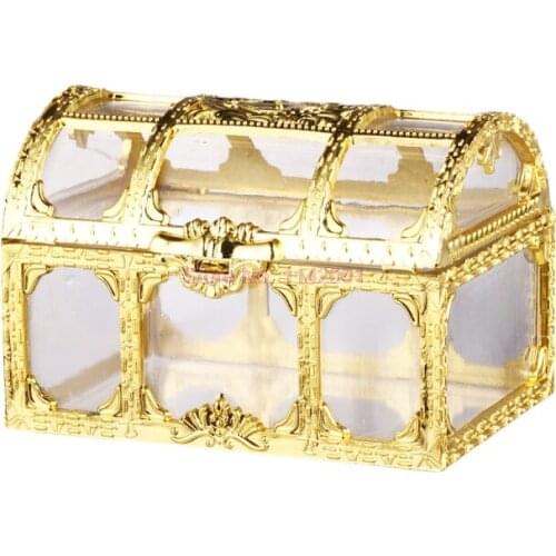 100pcs Treasure Chest Candy Gift Box Boite Dragees De Mariage Transparent Wedding Candy Gift Boxes Jewelry Storage