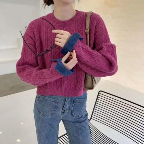 Women 2021 Autumn Winter O-Neck Long Sleeve Twist Sweater Female Casual Loose Pullover Sweaters Ladies Knitted Tops Jumper S922