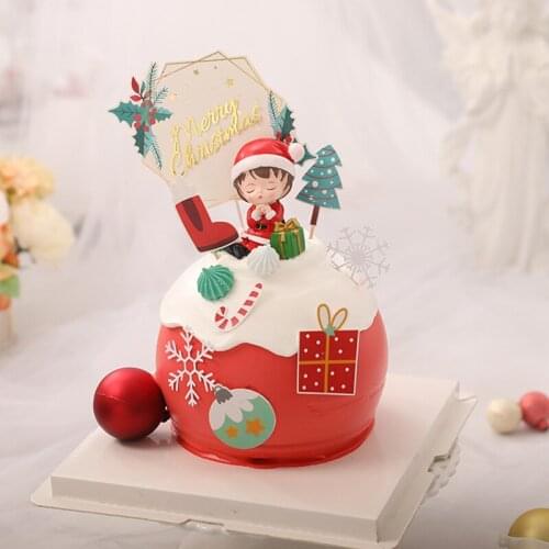 Merry Christmas Cake Topper Xmas Party Dessert Cake Decor Supplies Snowman Cupcake Topper Christmas Decorations for Home Table