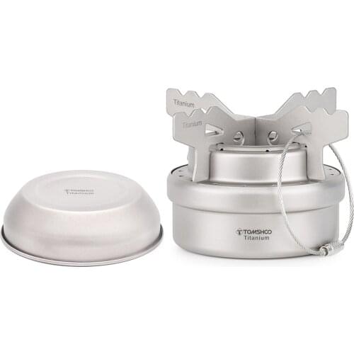 Outdoor Camping Titanium Mini Alcohol Stove Cookware with Cross Stand Stove Rack Support Stand Camping Picnic Equipment