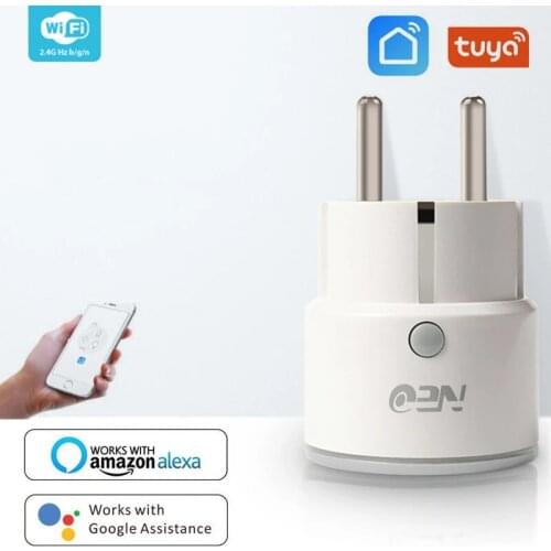 Tuya 10A EU Smart Wifi Plug With Power Monitor Smart Home Wireless Socket Outlet Timer Plugs Works With Alexa Google Home