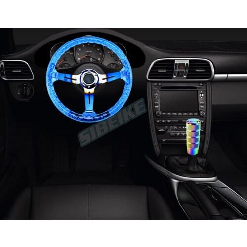 Universal Racing Blue Transparent Acrylic Car Sport Dimple Steering Wheel