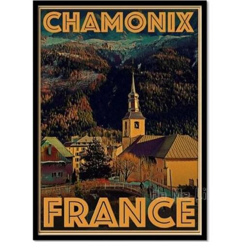 Vintage Travel Poster Chamonix France Retro Style Wall Decor