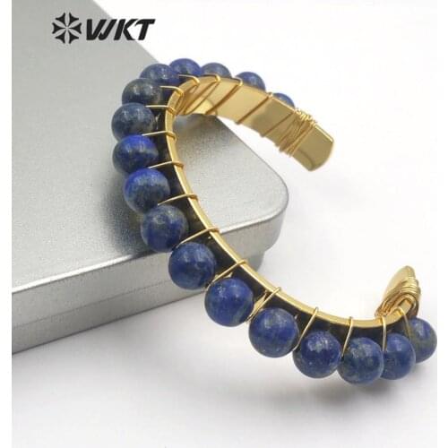 WT-B479 Wholesale price! natural stone with gold beads Bracelet wire wrapped Bangles women handmade Jewelry charm Bracelet