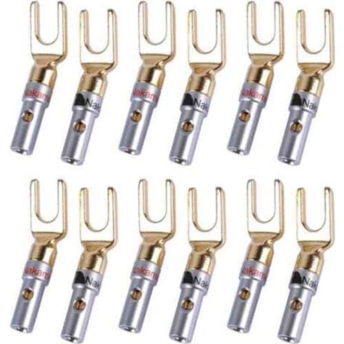 Y Plug 45 Degree Terminal Spade Connector For Speaker Wires Diy/Speaker Connecti Wire Diy - Pack Of 12(6 Black + 6 Red)