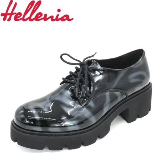 Hellenia Quality Comfortable Handmade Ladies Shoes Office Career Soft Black Woman Platform Heels Rounded Toe size 35-40 2018