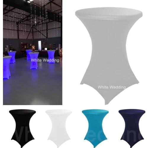 1Piece 80cm White/Black/Ivory Cocktail Table Cover Lycra Spandex Stretch Tablecloth For Bar Bistro Wedding Party Event Decor