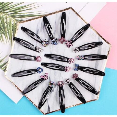 12Pcs/Lot Korean Style Girls Hair Accessories Glitter Black Barrette Crystal Hairpin Shine Hairclip BB Pins Hair Clips for Women