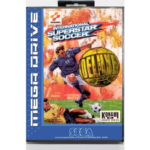 16 bit Sega MD game Cartridge with Retail box - International Superstar Soccer Deluxe game cart for Megadrive for Genesis system