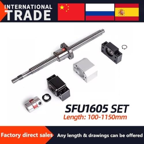 16mm SFU1605 ball screw (any length) rolled C7 with end machined+DSG16H housing+BKBF/EKEF/FKFF12 end support+coupler