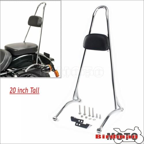 20" Motorcycle Sissy Bar Cushion Pad Rear Passenger Backrest for Harley Dyna 2006-2017 Fat Bob Low Rider Street Bob Super Glide