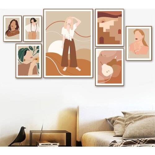 Abstract Girl Geometric Color Block Wall Art Canvas Painting Nordic Posters And Print Wall Picture For Living Home Decoration