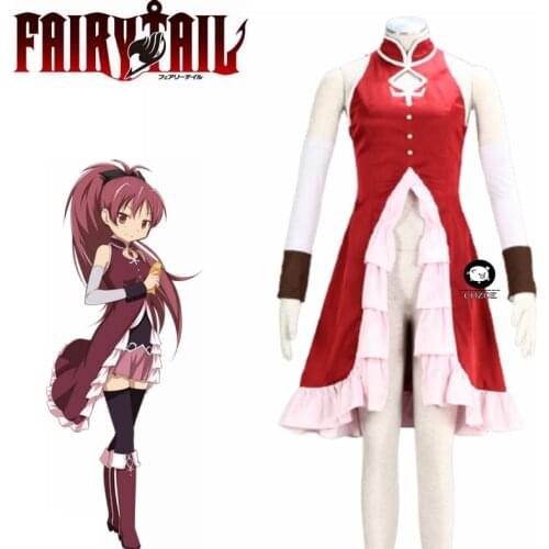 Anime Puella Magi Madoka Magica Costume Sakura Kyouko Dress Full Set Women Costume Any Size