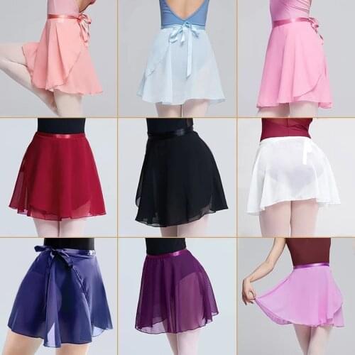 USHINE Adult Chiffon Ballet Tutu Skirt for Dance Women Girls Gymnastics Wrap Skirt Ballet Training Skirts