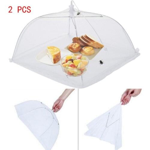2 PCS Large Food Cover Mesh Screen Protect Tent Dome Net Umbrella Picnic Home Kitchen Folded Anti Fly Mosquito