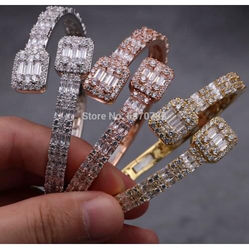 6mm Customize Luxury Baguette Lover Couples Cuff Bracelets love bracelet rose gold color Jewelry for Women men