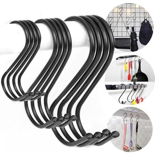 Black S Shaped Hooks Kitchen Pans Pots Bag Towels Hanging Holder Home Bathroom Clothes Pads Keys Organizer New