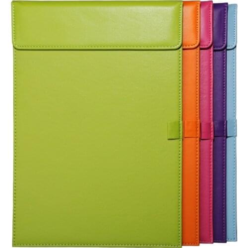 PU Leather Document File A4 Paper Holder Clip Board Office Clipboard With Pen Slot Business Supplies Portfolios Pad Messager