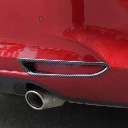 For Mazda 3 M3 Axela 2020 Carbon Fiber Look Rear Fog Lamp Cover Taillight Frame Foglight Panel Light Trim Car Styling Accessory