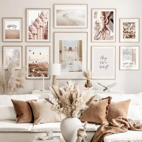 Palace Calm Waves Desert Horse Corals pick up Shell Wall Art Prints Canvas Painting Nordic Poster Decor Pictures For Living Room